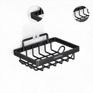 Étagère murale à double niveau en métal, organisateur de salle de bain minimaliste, support auto-adhésif pour articles divers - Product Image 2