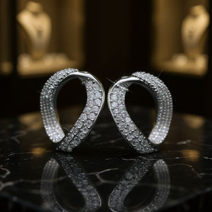 Pendientes de Diamantes de Oro Blanco de Lujo, Corte Brillante Redondo, Color G, Naturales, para Mujer, Joyería de Compromiso - Product Image 2