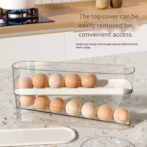 Caja de huevos deslizante para el hogar, utensilios de cocina, <span class=keywords><strong>rodillo</strong></span> de huevos automático para puerta lateral del refrigerador, caja de almacenamiento de huevos anticaída - Product Image 6