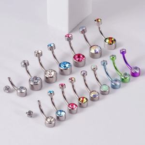 Anillos <span class=keywords><strong>de</strong></span> ombligo con rosca interna <span class=keywords><strong>de</strong></span> <span class=keywords><strong>titanio</strong></span> sólido G23, conjunto <span class=keywords><strong>de</strong></span> bisel <span class=keywords><strong>de</strong></span> doble circón superior, joyería para <span class=keywords><strong>Piercing</strong></span> en el ombligo - Product Image 4