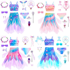 Conjunto <span class=keywords><strong>de</strong></span> Disfraz <span class=keywords><strong>de</strong></span> Sirena para Niñas con Accesorios, Traje <span class=keywords><strong>de</strong></span> Baño <span class=keywords><strong>de</strong></span> Princesa Sirena con Cola para Halloween, Fiesta <span class=keywords><strong>de</strong></span> Disfraces - Product Image 1