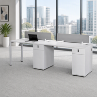 Ensemble de bureau commercial moderne et minimaliste pour 4 à 6 personnes, bureau informatique double en bois blanc, design en forme de barre, livraison gratuite