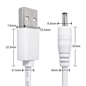 Câble d'alimentation DC à angle droit de 90 degrés, prise mâle 5,5 mm x 2,5 mm vers fil nu à extrémité ouverte - Product Image 6