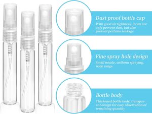 Vente en gros de flacons vaporisateurs de parfum miniatures de 2 ml, flacons en verre avec pompe, impression sérigraphique, petits flacons vaporisateurs portables - Product Image 4