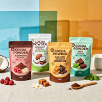 Sachets de 500g et 1kg de poudre de cacao en aluminium, personnalisables, à fond plat, pour barres de chocolat chaud, emballages Mylar pour poudre de chocolat