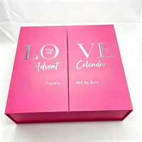 Boîte de calendrier de l'avent de Noël personnalisée avec 25 mini-tiroirs roses, calendrier de compte à rebours de 25 jours, boîte cadeau rigide pour cadeaux de beauté