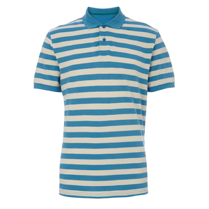 Polo a Rayas para Hombre, Manga Corta, Corte Regular, Tejido de Punto, Diseño Estampado Informal de Algodón - Product Image 1