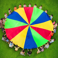 Hochwertiger 6FT Langlebiger Mehrfarbiger Kinder-Regenbogen-Fallschirm mit 8 Griffen für Schul- und Outdoor-Teamspiele mit Individuellem Logo