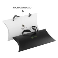 Boîte cadeau pliable en carton avec trou de suspension, finition personnalisée, couleur noire ou blanche en stock pour emballage de marque et de vente au détail