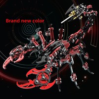 Juguete Educativo Mecánico de Precisión Scorpion Negro-Rojo con Esquema de Colores Mejorado, Ensamblaje de Metal, 454 Piezas, Rompecabezas 3D para Niños