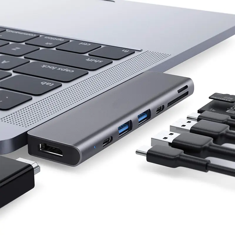 USB C Hub Adapter  7-in-2 USB Type c 4K 60Hz multiport Adapter Compatible with MacBook Pro 2019/2018/2017/2016  MacBook Air 2019