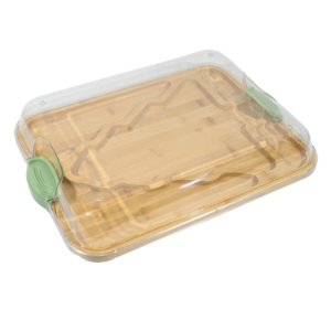 Plateau <span class=keywords><strong>de</strong></span> <span class=keywords><strong>charcuterie</strong></span> et fromages en bois, compartimenté, avec couvercle, pour apéritifs et collations, en bambou, assiette <span class=keywords><strong>de</strong></span> dîner diététique et bariatrique - Product Image 2