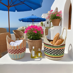 Handgemachter gewebter Einkaufstasche-Picknick-und Einkaufstasche im ethnischen Stil für Lebensmittel und den Außenbereich - Product Image 1