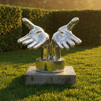Sculpture de main en acier inoxydable, moderne, polie, pour extérieur, artisanat métallique décoratif artistique de grande envergure