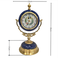 Horloge de bureau silencieuse Art Déco en céramique cloisonnée de luxe, dorée vintage, pour décoration d'intérieur cheminée, salon et chambre