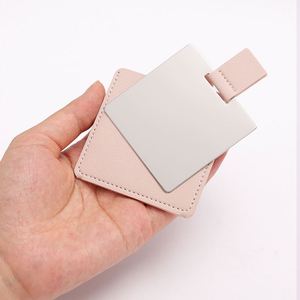 Cute <b>Square</b> Stainless Steel <b>Mirror</b> Pocket Pu Leather Case Mini Makeup <b>Mirror</b> Portable Beauty Cosmetic <b>Mirrors</b> Welcome Gift Women - Product Image 3