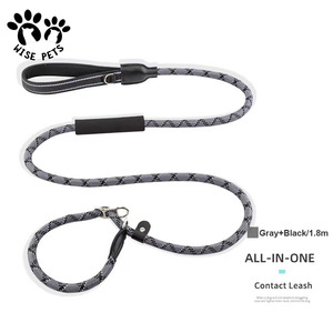 Correa para mascotas redonda reflectante de nailon trenzado duradero con mango suave para mascotas, cuerda para deportes al aire libre, correa para perros con logotipo de goma - Product Image 1