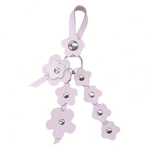 Beautiful PU Leather Flower <b>Bag</b> Charms Elegant Retro Aesthetic Keyring Accessories Portable <b>Key</b> <b>Ring</b> Charm for Gifts - Product Image 4