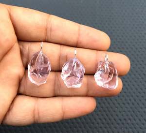 Colgante de plata de ley 92,5 de amatista Rosa Natural, Gema rugosa sin tratar, abalorio para joyería DIY, fabricación india - Product Image 2
