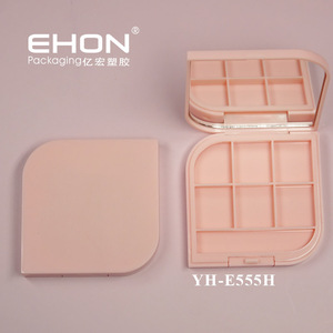 Palette de fards à paupières vide 6 couleurs avec miroir, emballage cosmétique carré à coins arrondis pour blush, étui personnalisable avec logo - Product Image 1