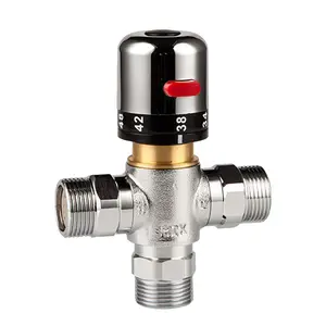 Manual Power Brass Chrome Plated Adjustable Constant Temperature Mixing Valve For General Solar Water Heater Applications