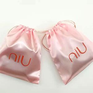 Pochette de luxe en satin de soie pour bijoux, mini sacs en satin à cordon, sacs anti-poussière en satin avec logo - Product Image 5