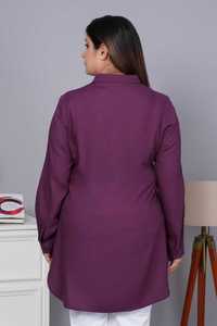 Ropa de moda para mujer Ropa de verano Amarillo y morado Túnica larga Kurta Mostaza Top Túnica larga amarilla y morada Kurta de gran tamaño - Product Image 6