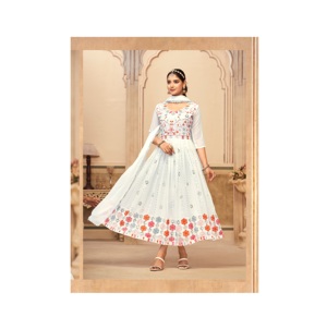 Robes de festival en fausse georgette de créateur avec dupatta avec broderie lourde vêtements indiens et pakistanais robe de mariée - Product Image 1