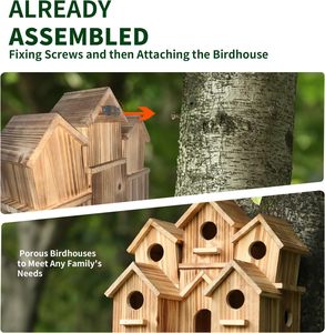 Outdoor Vogelhuisje Groot Vogelhuisje Geschikt Voor Tuin Buiten Houten Vogelhuisje - Product Image 5