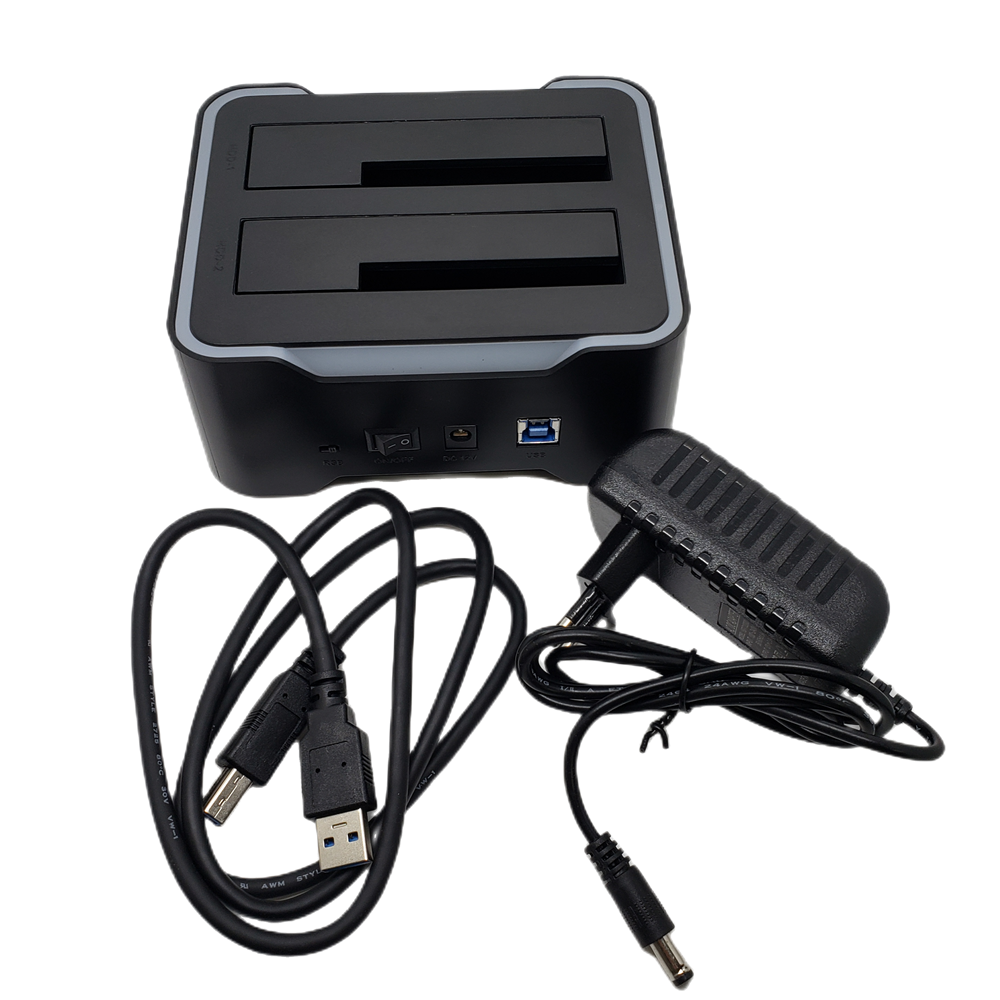 LXXSH Dual Bay USB 3.0 to SATA IDE External Hard Drive Docking Station with 2-Port Hub Card Reader 2.5/3.5 Inch SATA/IDE HDD USB 3.0 to SATA Dual Bay External Hard Drive Docking Station