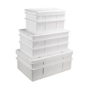 Boîte de stockage de pâte empilable moderne en <span class=keywords><strong>plastique</strong></span> PP blanc de qualité alimentaire avec couvercle, taille 30x40, pour boulangerie et pizzeria, boîte de levage de pâte - Product Image 1