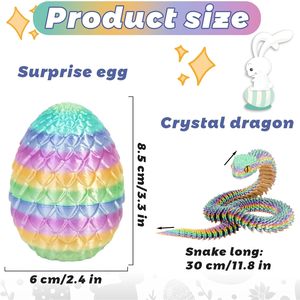 Juguete Antiestrés Huevo de Dragón Impreso en 3D con Serpiente Articulada en el Interior, Flexible, para Niños de 8 a 13 Años, Unisex, de Plástico, Clásico - Product Image 2