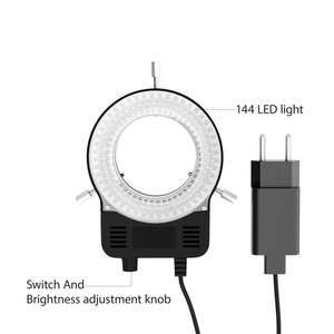조정 가능한 6500K 144 LED 링 라이트 EU 플러그 램프 산업 스테레오 현미경 디지털 카메라 돋보기 110V-240V 어댑터 - Product Image 3