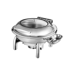Scaldavivande Rettangolare in Acciaio Inox, Attrezzatura per Catering, Doppio Contenitore con Coperchio Ribaltabile, Riscaldamento ad Alcool - Product Image 5