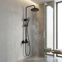 Mitigeur d'eau chaude et froide en or brossé, ensemble de robinetterie de douche à poignée unique avec douchette à main