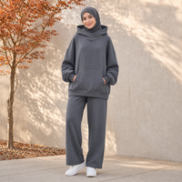 Ensemble sweat-shirt et pantalon musulman sur mesure grande taille pour femme, 2 pièces en coton à manches longues, tenue modeste, automne, OEM