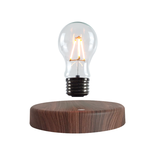Creative Wireless Levitation Room Night Lamp Wood Grain Base Magnetic Table Light Levitating LED Floating Lamp Bulb