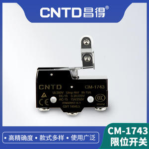Microinterruptor Eléctrico CM-1743 de CNTD Changde, Directo de Fábrica, Auto-Reiniciable, de Límite de Recorrido con Mango Corto y Rodillo - Product Image 6