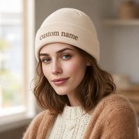 Gorro de Punto Acrílico Bordado con Nombre Personalizado, Ajustable, Informal, para Regalo Personalizado, Unisex, para Hombre y Mujer