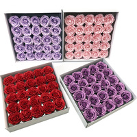 81 pièces de savon floral en forme de rose pour le bain et le corps, parfumé, cadeau pour mariage et Saint-Valentin, tête de fleur de rose en savon