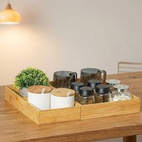 Plateau à couverts et organiseur de tiroir en bambou naturel, séparateurs de tiroir réglables, rangement en bois polyvalent pour cuisine et bureau