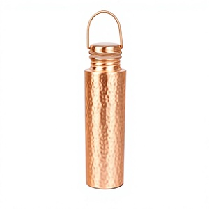 Eco Friendly Hammered <b>Copper</b> Water Bottle BPA Free Reusable Metal Bottle with <b>Screw</b> Cap - Product Image 1