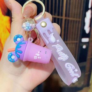 Wholesale Kids Girls Gifts 3D PVC Ice Cream Key Chain Cute Cartoon Milk Tea Boba Keychain - Product Image 5