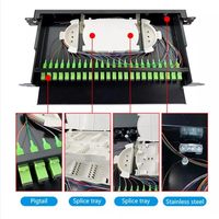 Panel Patch Fiber Optik ODF 19 inci 1U Tipe Rak dengan Rel Geser ODF 24 Port SC FDB Box