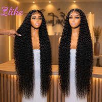 Perruque en cheveux humains naturels bouclés birmans, avec dentelle frontale complète, 40 pouces, ondulations profondes lâches, frontale HD, longue, pour femmes noires