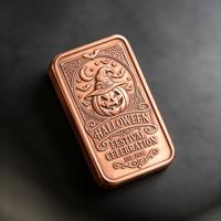 Barre en cuivre massif 3D à thème Halloween, pressée hydrauliquement en relief, personnalisée OEM exclusive pour projets numismatiques haut de gamme