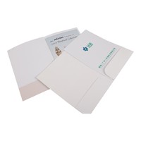 Dossier de présentation personnalisé avec logo, deux poches, format lettre, papier blanc, impression personnalisée, dossiers de classement personnalisables, conception gratuite, MOQ 100 pièces