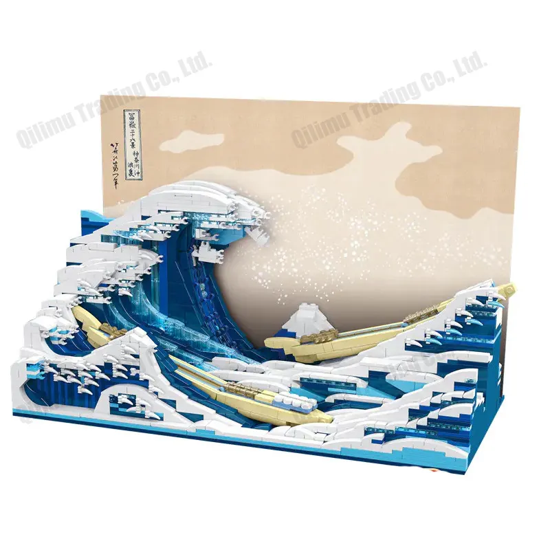 Dk3003 Nghệ Thuật Và Thủ Công Mỹ Nghệ Great Wave Off Kanagawa Xây Dựng Khối Gạch Trẻ Em Giáng Sinh Quà Tặng 1830 cái/bộ