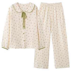 Elegante pigiama <span class=keywords><strong>da</strong></span> donna in <span class=keywords><strong>cotone</strong></span> a maniche lunghe con stampa floreale <span class=keywords><strong>camicia</strong></span> <span class=keywords><strong>da</strong></span> <span class=keywords><strong>notte</strong></span> Casual e confortevole per la casa - Product Image 5