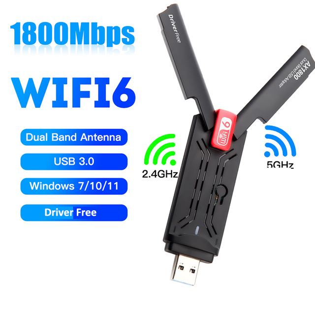 Plug and Play RTL8832BU Wifi 6 Dongle Ax1800 Usb Wifi Adapter 1800Mbps USB3.0 Dual Band Wifi 6 Stick for Pc Laptop Computer